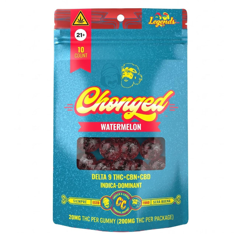 chonged watermelon indica cheech & chong legends line gummies 200mg
