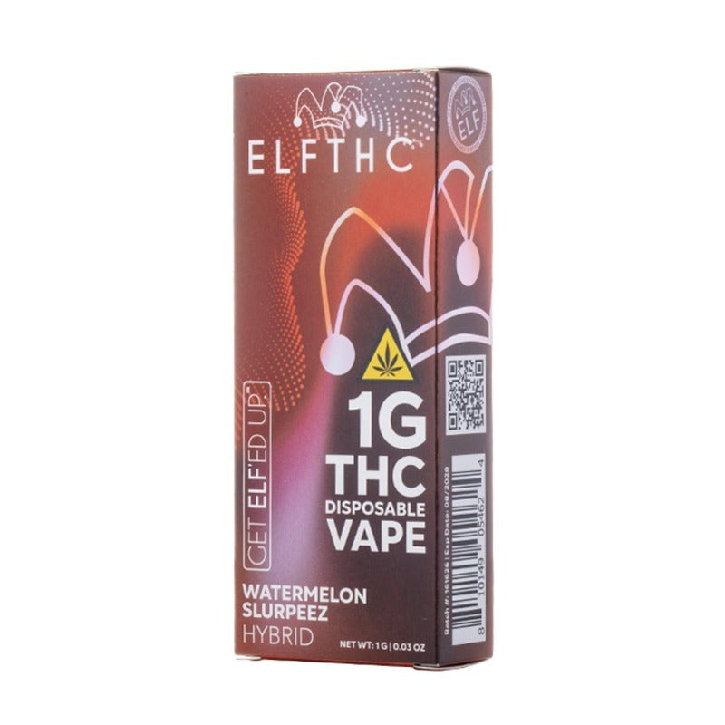 watermelon slurpeez hybrid elf thc disposable vape 1g