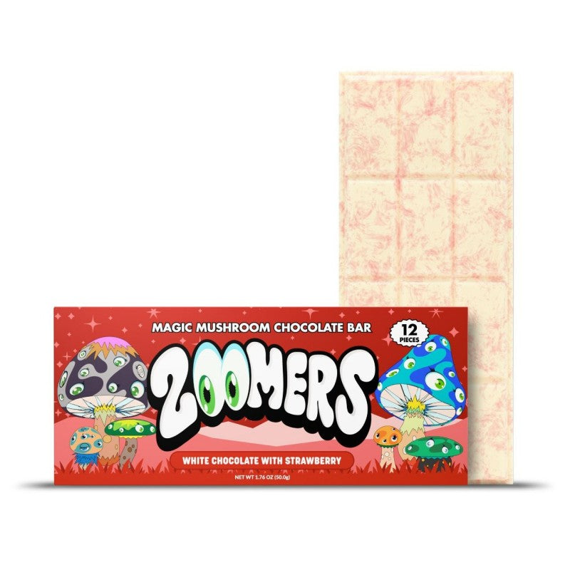 white chocolate strawberry zommers magic mushroom chocolate