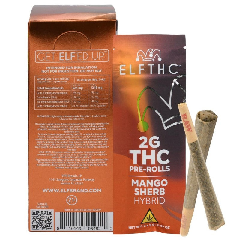 mango sherb elfthc thc pre rolls 4g