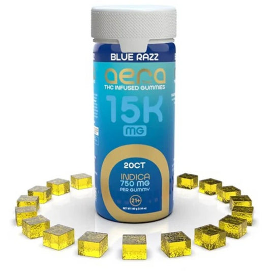 blue razz indica aera thc infused gummies