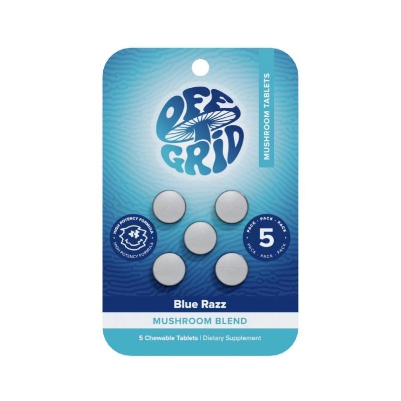 blue razz off grid mushroom blend tablets