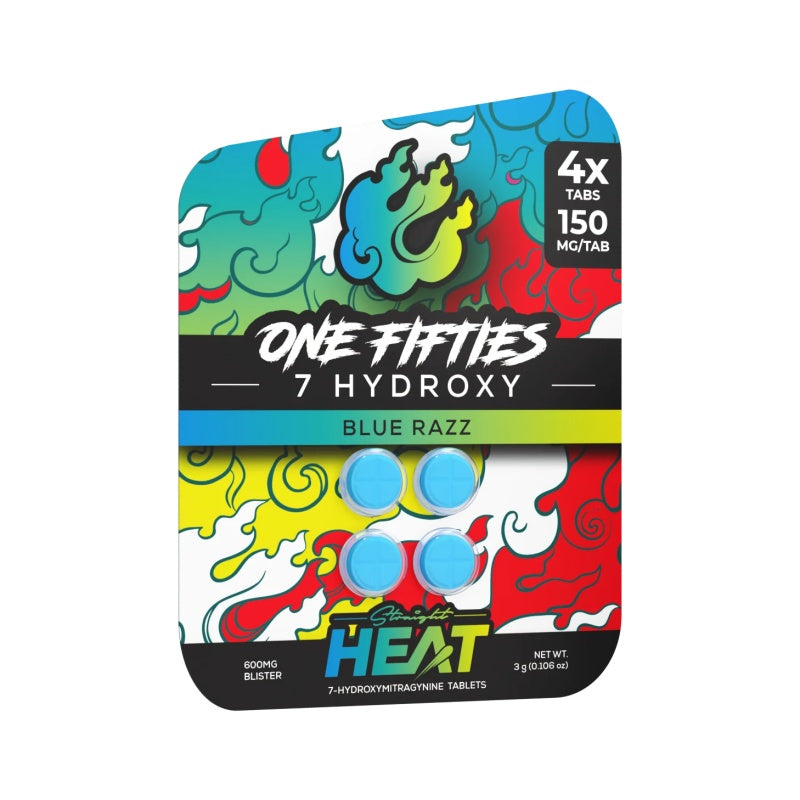 blue razz straight heat 7hydroxy one fifties tablets