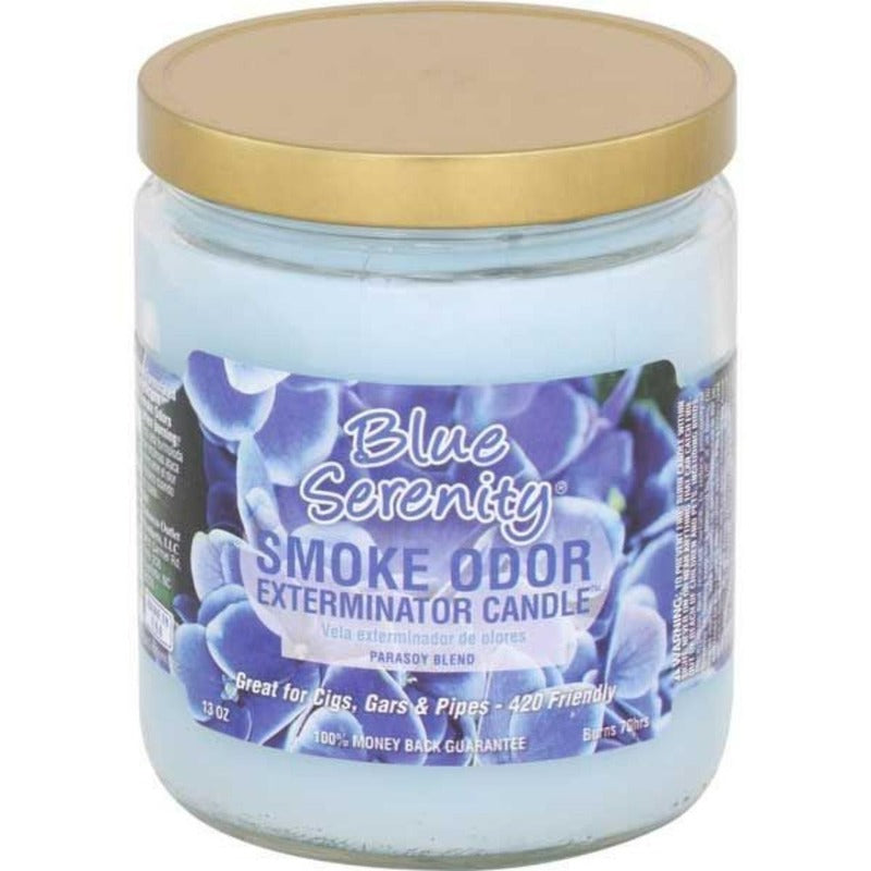 blue serenity smoke odor 13oz candle
