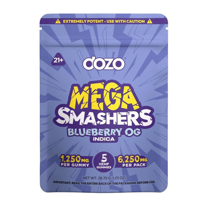 blueberry og indica dozo mega smashers gummies 6250mg