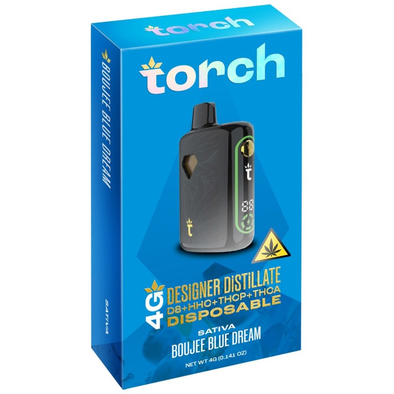 boujee blue dream sativa torch designer distillate thcp disposable 4g
