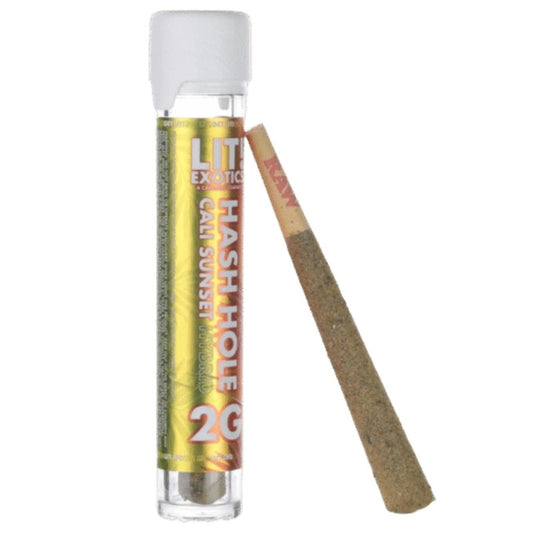 cali sunset hybrid lit exotics hash hole prerolls 2g