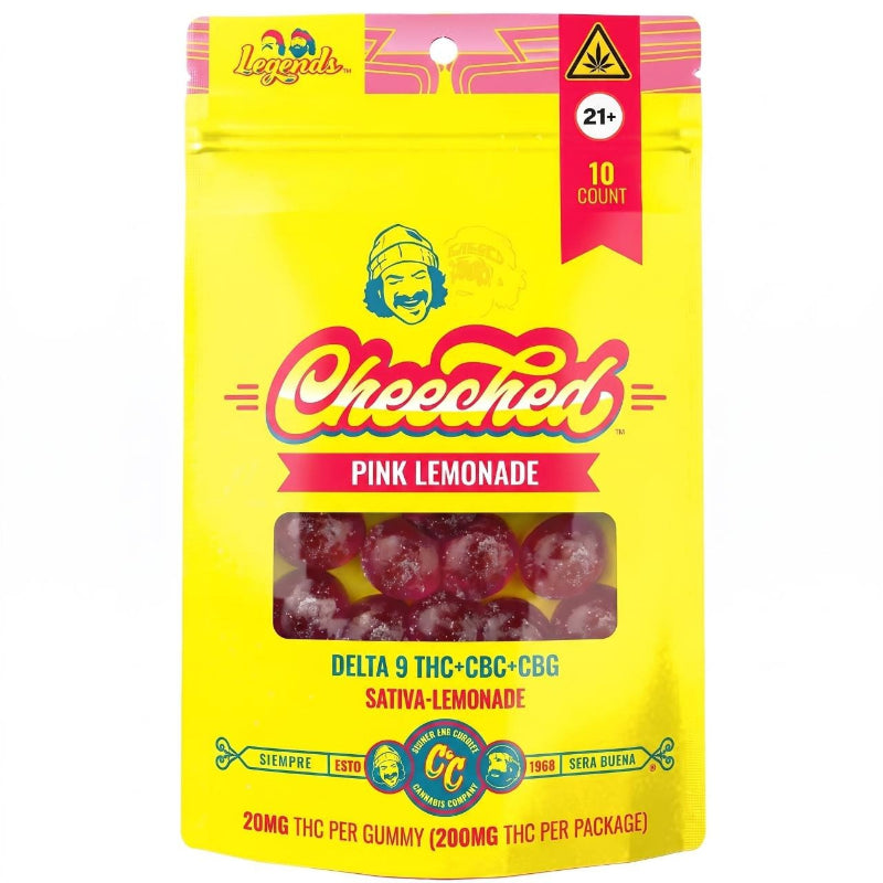 cheeched pink lemonade sativa cheech & chong legends line gummies 200mg