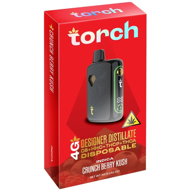 crunch berry kush indica torch designer distillate thcp disposable 4g