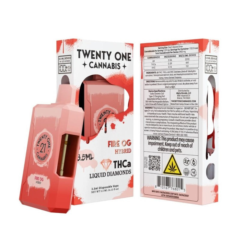 fire og twenty one thca cannabis disposable