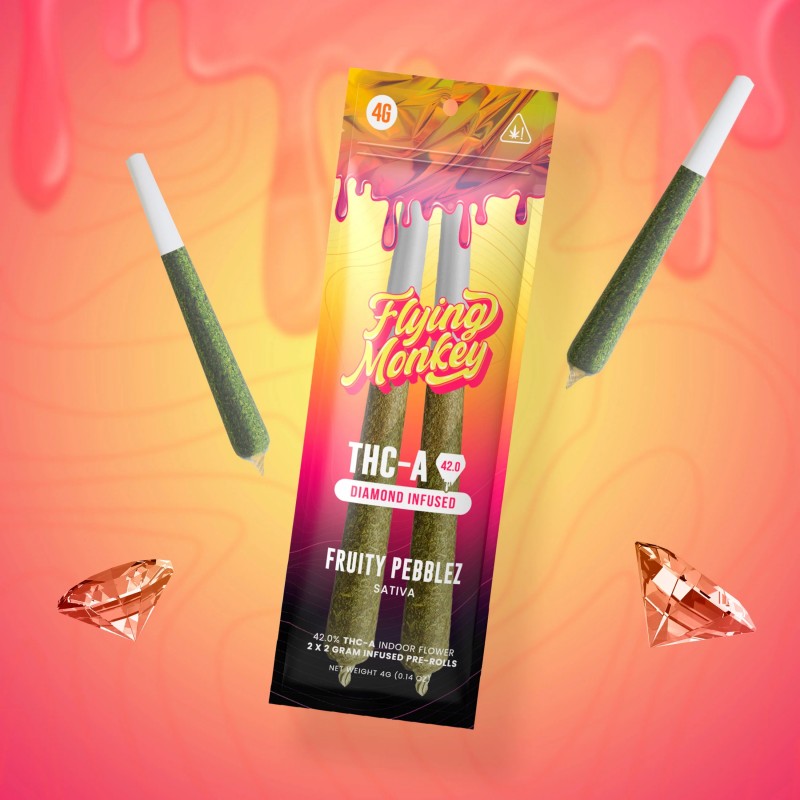 fruity pebblez flying monkey thca pre roll