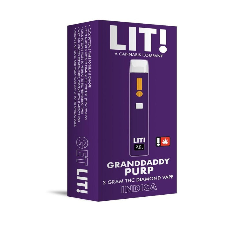 granddaddy purple lit thc diamond disposable 3g
