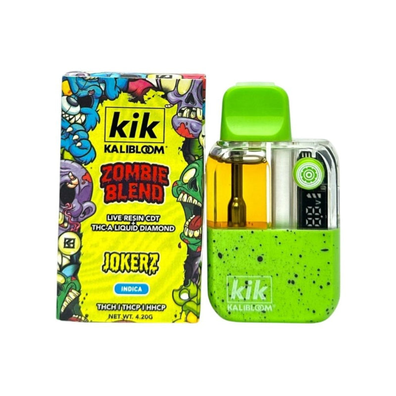 jokerz indica kik kalibloom zombie blend live rosin disposable 4.2g