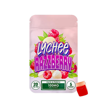 lychee razzberry hidden hills pack a punch thc-p gummies