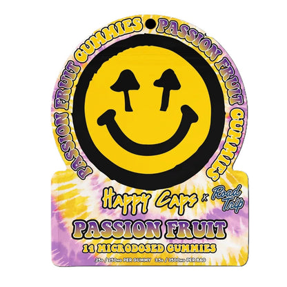 passion fruit happy caps x road trip mushroom microdose gummies 14ct