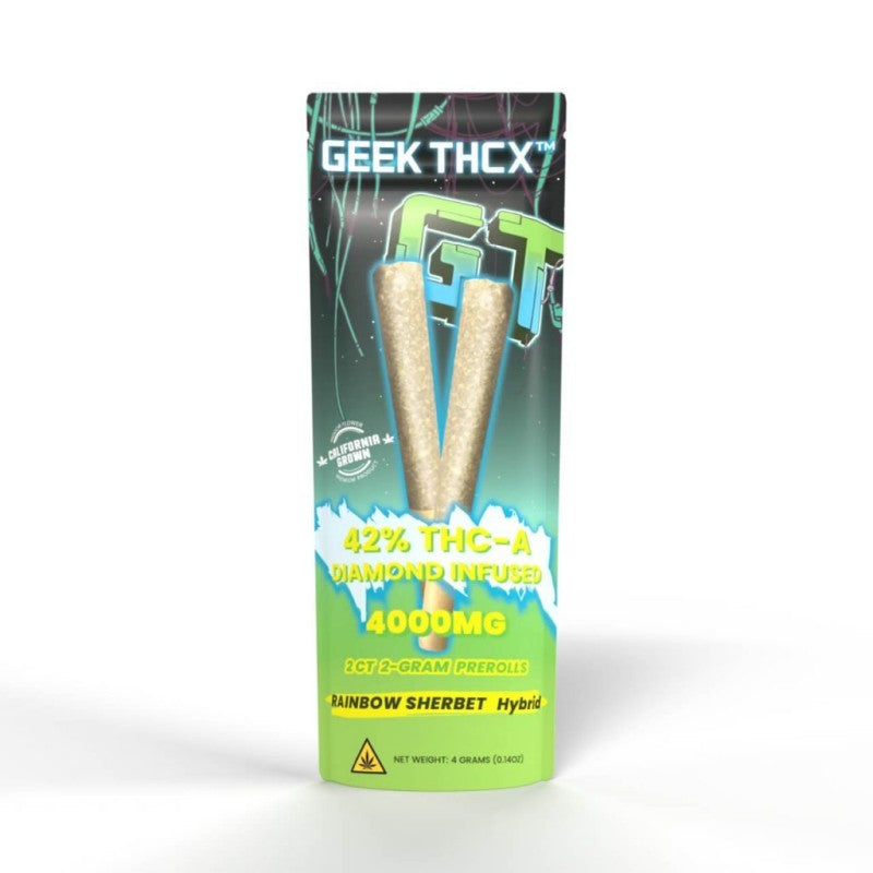 rainbow sherbet hybrid geek thcx prerolls 4g