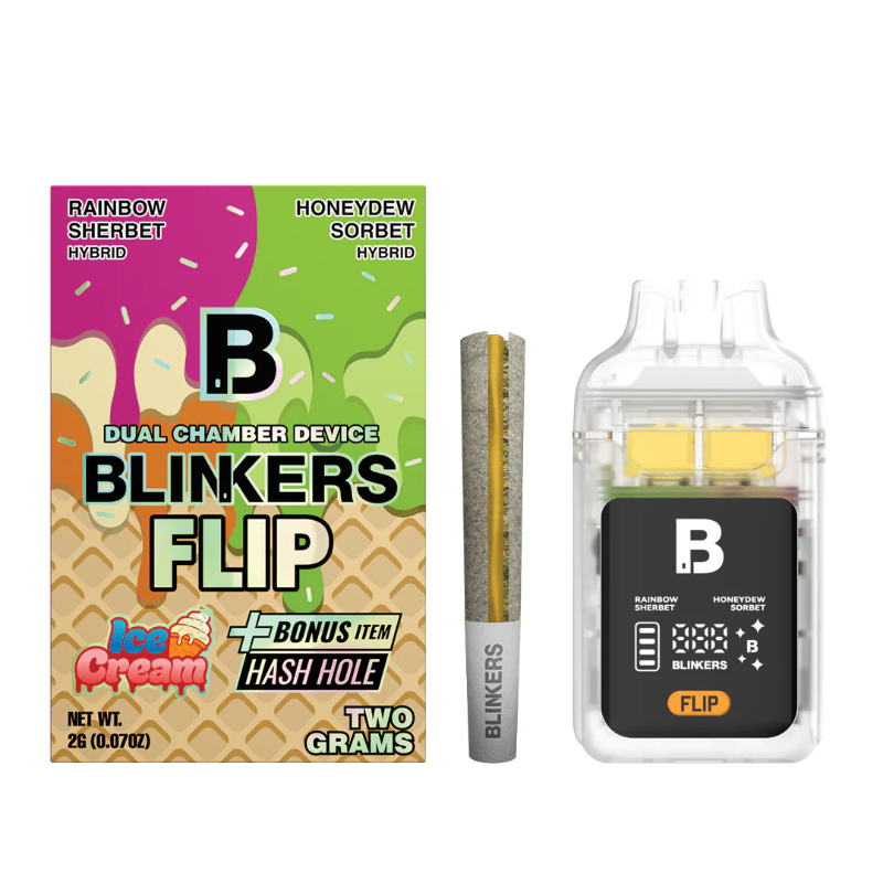 rainbow sorbet honeydew sorbet blinkers flip ice cream dual chamber disposable 2g