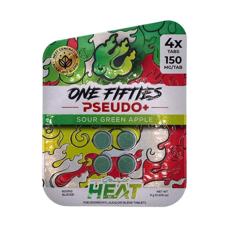 sour green apple straight heat pseudo one fifties tabs 150mg 4ct
