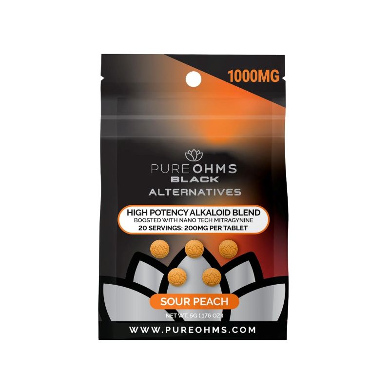 sourpeach front pure ohms black high potency alkaloid tablets