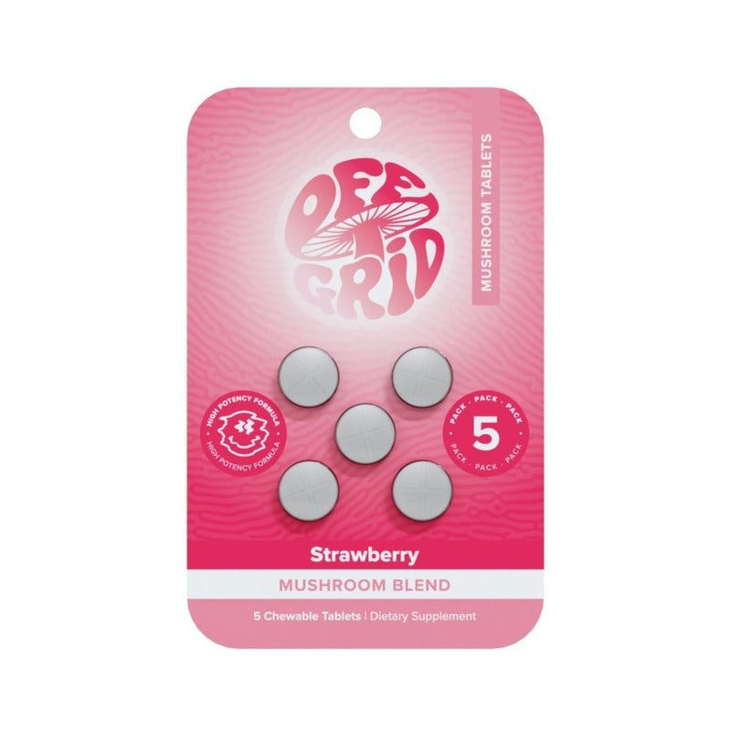 strawberry off grid mushroom blend tablets