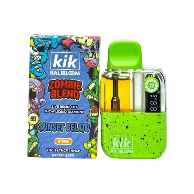 sunset gelato hybrid kik kalibloom zombie blend live rosin disposable 4.2g