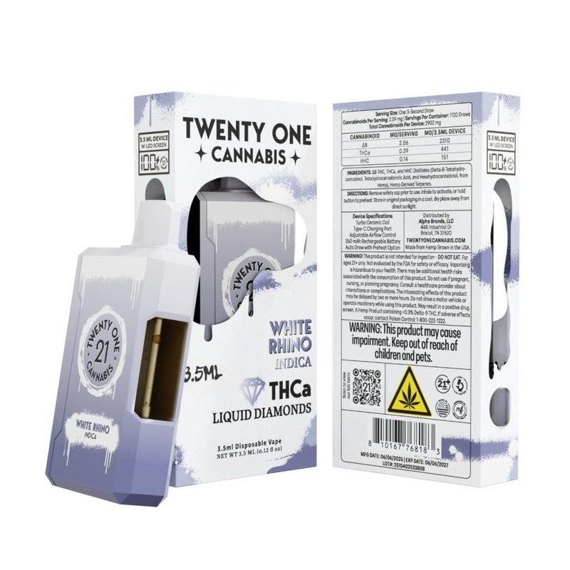white rhino twenty one thca cannabis disposable